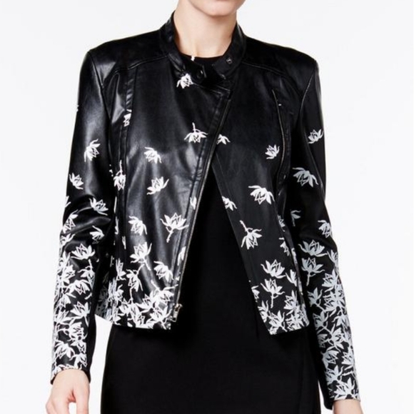 Printed Faux-Leather Moto Jacket - Picture 1 of 1